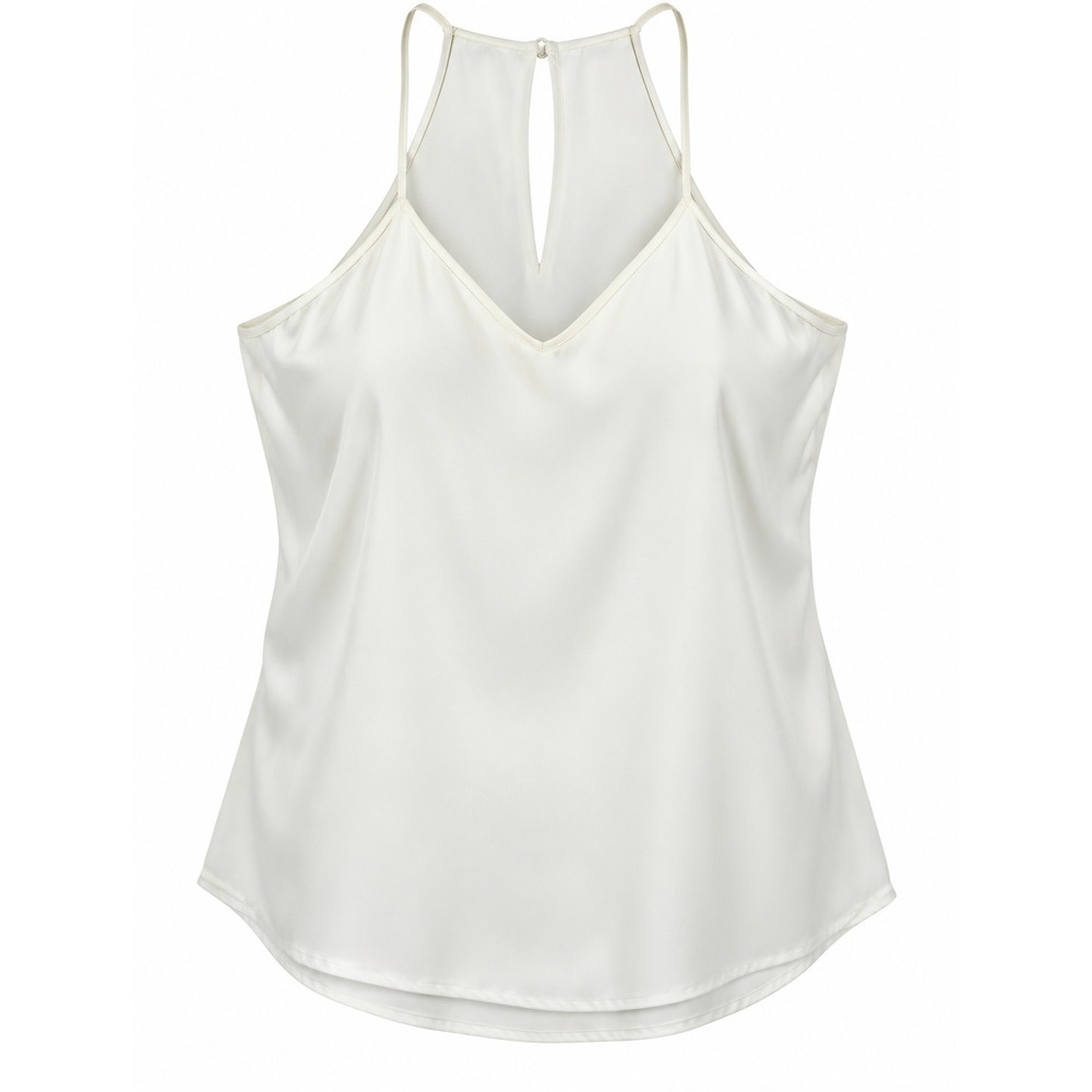 Express Tank Top Halter Neck Keyhole Chiffon Blouse Ivory Womens M